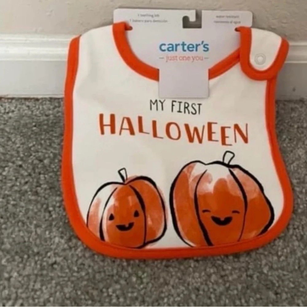 Carter's Halloween Bib - Orange and White